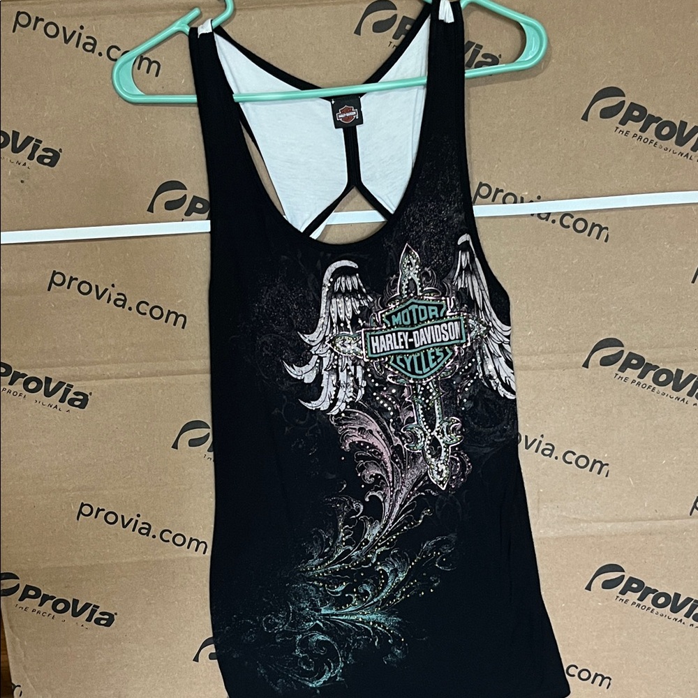 Harley-Davidson Black Tank Top with Graphic Design